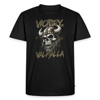 Norse Viking Victory Or Valhalla - Men's Premium Organic T-Shirt - black - Front - Nico (187cm)