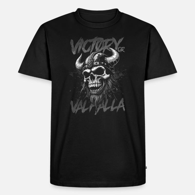 Nordischer Wikingersieg oder Walhalla - Männer Premium Bio T-Shirt - Schwarz