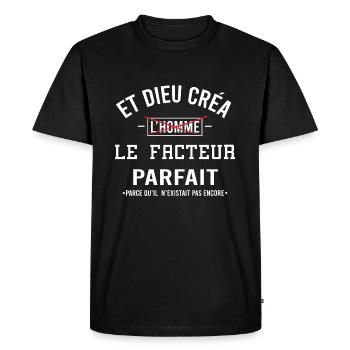 Cadeau Humour Facteur / Livreur / Phrase Drôle - T-shirt Premium bio Homme - noir - Devant - Nico (187cm)