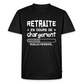 Retraité, Retraite, Départ en Retraite - T-shirt Premium bio Homme - noir - Devant - Nico (187cm)