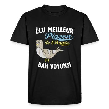 Élu meilleur pigeon d'l'Année Chuchoteur de pigeon - T-shirt Premium bio Homme - noir - Devant - Nico (187cm)