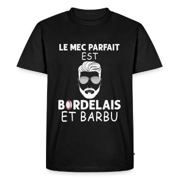 Mec Barbu et De Bordeaux Humour Rugby - T-shirt Premium bio Homme - noir - Devant - Nico (187cm)