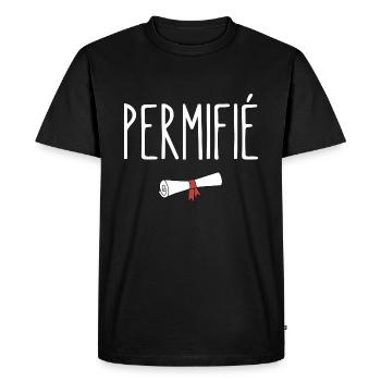 permifié - T-shirt Premium bio Homme - noir - Devant - Nico (187cm)