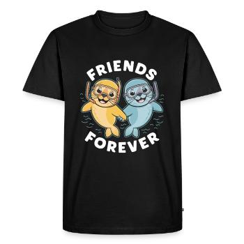 Deux phoques drôles sceaux amis pour toujours - T-shirt Premium bio Homme - noir - Devant - Nico (187cm)