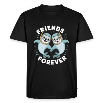 Deux phoques drôles sceaux amis pour toujours - T-shirt Premium bio Homme - noir - Devant - Nico (187cm)