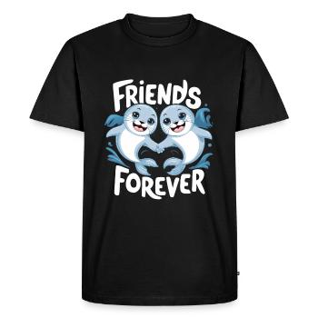 Deux phoques drôles sceaux amis pour toujours - T-shirt Premium bio Homme - noir - Devant - Nico (187cm)