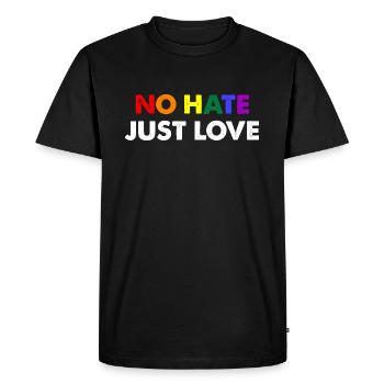 Pas de haine, juste de l’amour - T-shirt Premium bio Homme - noir - Devant - Nico (187cm)