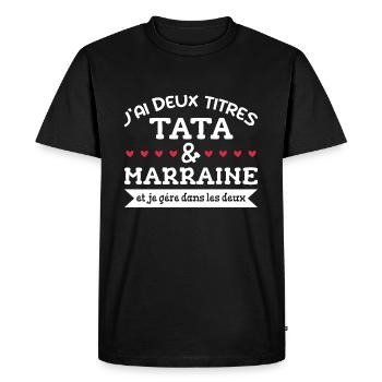 tata et Marraine, Marraine - Famille - Tata - T-shirt Premium bio Homme - noir - Devant - Nico (187cm)