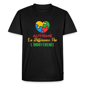 Avril Bleu Autisme Différence Pas Indifférence - T-shirt Premium bio Homme - noir - Devant - Nico (187cm)