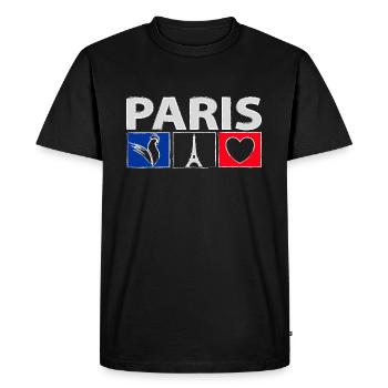 Paris avec du cœur - T-shirt Premium bio Homme - noir - Devant - Nico (187cm)