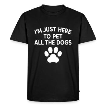 I'm Just Here To Pet All The Dogs Funny Dog - Men's Premium Organic T-Shirt - black - Front - Nico (187cm)