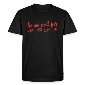la vie c'est joli - T-shirt Premium bio Homme - noir - Devant - Nico (187cm)