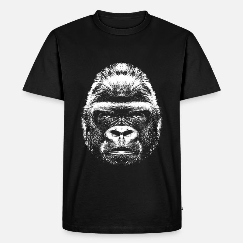 Gorilla - Kopf - Männer Premium Bio T-Shirt - Schwarz
