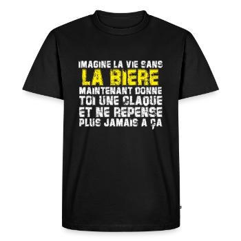 IMAGINE LA VIE SANS LA BIÈRE - T-shirt Premium bio Homme - noir - Devant - Nico (187cm)