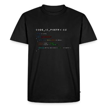 Code is poetry.cs - Men's Premium Organic T-Shirt - black - Front - Nico (187cm)
