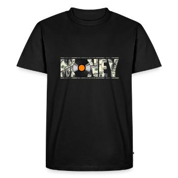 Hip Hop T-Shirt - Dollar Bills Record - Men's Premium Organic T-Shirt - black - Front - Nico (187cm)