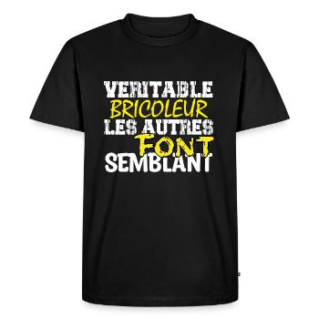 Bricolage | Véritable bricoleur ... - T-shirt Premium bio Homme - noir - Devant - Nico (187cm)