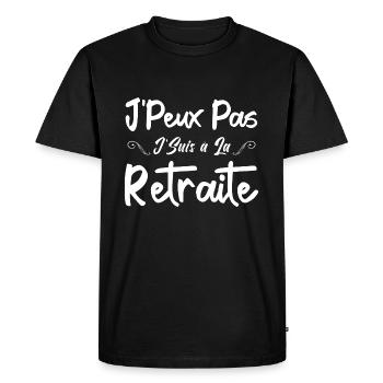 J'peux Pas J'Suis à la Retraite - T-shirt Premium bio Homme - noir - Devant - Nico (187cm)