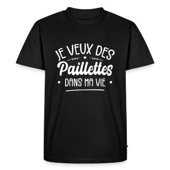 Je Veux Des Paillettes Dans Ma Vie - T-shirt Premium bio Homme - noir - Devant - Nico (187cm)
