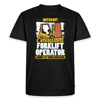 Opérateur de chariot élévateur épuisé Drôle de chariot élévateur - T-shirt Premium bio Homme - noir - Devant - Nico (187cm)
