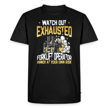 Opérateur de chariot élévateur épuisé Drôle de chariot élévateur - T-shirt Premium bio Homme - noir - Devant - Nico (187cm)
