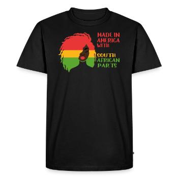 Made In America With South African Parts - Men's Premium Organic T-Shirt - black - Front - Nico (187cm)