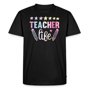 Retour à l’école Tie Rainbow Enjoy - T-shirt Premium bio Homme - noir - Devant - Nico (187cm)