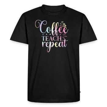 Retour à l’école Tie Rainbow Coffee - T-shirt Premium bio Homme - noir - Devant - Nico (187cm)