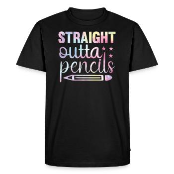 Funny back to school tie rainbow - Men's Premium Organic T-Shirt - black - Front - Nico (187cm)
