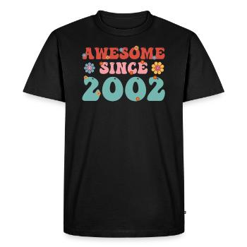 Brilliant since 2002 Groovy Birthday - Men's Premium Organic T-Shirt - black - Front - Nico (187cm)