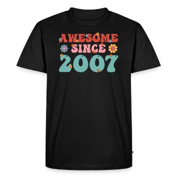Brillant depuis 2007 Groovy Birthday - T-shirt Premium bio Homme - noir - Devant - Nico (187cm)
