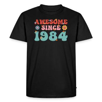 Great since 1984 Groovy birthday - Men's Premium Organic T-Shirt - black - Front - Nico (187cm)