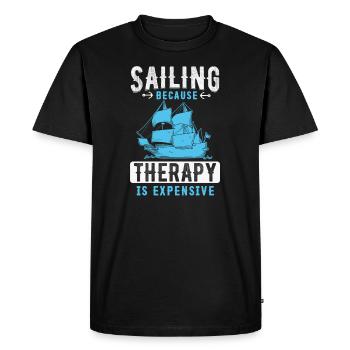 Sailing Because Therapy Is Expensive - Men's Premium Organic T-Shirt - black - Front - Nico (187cm)