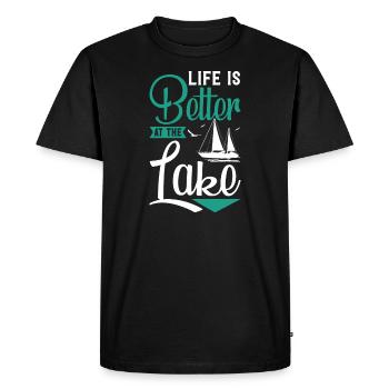 Life Is Better At The Lake - Men's Premium Organic T-Shirt - black - Front - Nico (187cm)