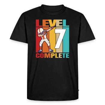 7th Football Birthday Level 7 Complete 7 Years Old - Men's Premium Organic T-Shirt - black - Front - Nico (187cm)