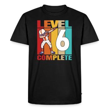 6th Football Birthday Level 6 Complete 6 Years Old - Men's Premium Organic T-Shirt - black - Front - Nico (187cm)