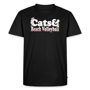 Chats Kawaii mignons et chat de volley-ball de plage pour femmes - T-shirt Premium bio Homme - noir - Devant - Nico (187cm)