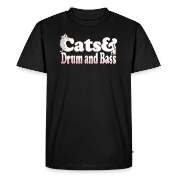 Chats Kawaii mignons et tambour et basse chat féminin et - T-shirt Premium bio Homme - noir - Devant - Nico (187cm)