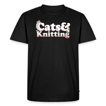 Cute Kawaii Cats And Knitting Women's Cat and - Men's Premium Organic T-Shirt - black - Front - Nico (187cm)