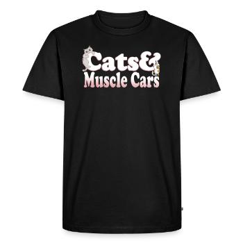 Cute Kawaii Cats And Muscle Cars Chat pour femme et - T-shirt Premium bio Homme - noir - Devant - Nico (187cm)