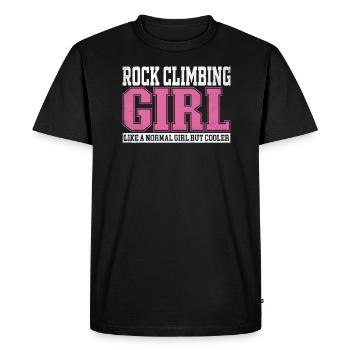 Fille d’escalade de femmes comme une fille normale mais - T-shirt Premium bio Homme - noir - Devant - Nico (187cm)