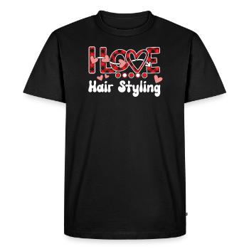 J'aime la coiffure pour les filles - T-shirt Premium bio Homme - noir - Devant - Nico (187cm)