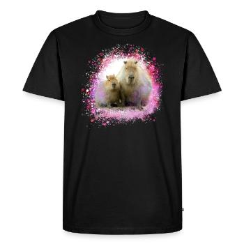 Capybara,Cochon,Graffiti,Capybara,Mère - T-shirt Premium bio Homme - noir - Devant - Nico (187cm)