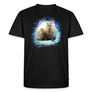 Capybara,Pig,Graffiti,Capybara,Duo - Men's Premium Organic T-Shirt - black - Front - Nico (187cm)