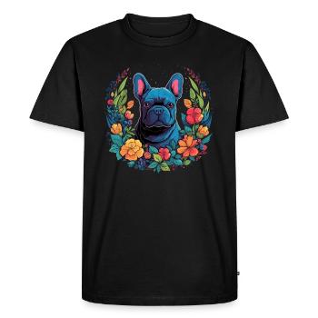 Frenchie Chien Bulldog Français Cadeau - T-shirt Premium bio Homme - noir - Devant - Nico (187cm)