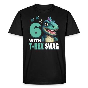 6ème année Roar Célébrez 6 avec T-Rex Swag Dinosaur - T-shirt Premium bio Homme - noir - Devant - Nico (187cm)