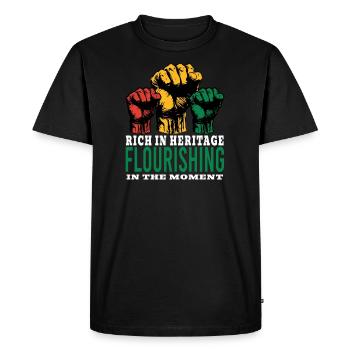 Rich In Heritage Flourishing In The Moment Men - Men's Premium Organic T-Shirt - black - Front - Nico (187cm)
