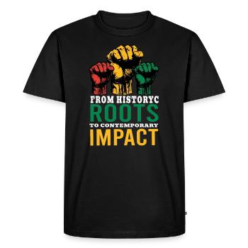 From Historyc Roots To Contemporary Impact Men - Men's Premium Organic T-Shirt - black - Front - Nico (187cm)