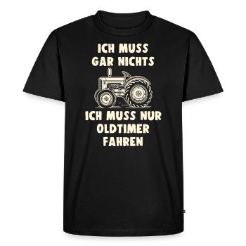 Traktor Oldtimer Landwirtschaft Geschenk Bauer - Männer Premium Bio T-Shirt - Schwarz - Vorne - Nico (187cm)