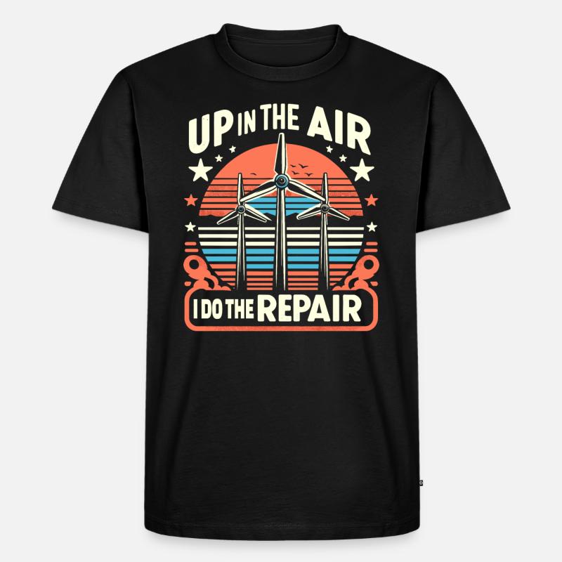 Windrad Kletterer Industriekletterer Geschenk - Männer Premium Bio T-Shirt - Schwarz